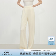 范思藍恩氣質(zhì)醋酸套裝女夏季2025新款一字領(lǐng)上衣直筒褲兩件套2132 象牙白褲子 M
