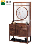 百裕達新中式入戶(hù)玄關(guān)柜鞋柜換鞋凳酒柜客廳隔斷仿古進(jìn)門(mén)屏風(fēng)置物架 1米玄關(guān) 整裝