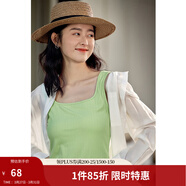 茵曼（INMAN）多色無(wú)袖顯瘦吊帶背心T恤2026夏季簡(jiǎn)約休閑百搭圓領(lǐng)上衣 草綠色 S