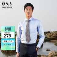 雅戈爾（YOUNGOR）長(cháng)袖襯衫男DP免燙襯衫純棉面料抗皺易打理新品 GLDP10171IJA淺藍色 40