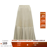 兩三事絲絨半身裙春季女黑色百褶裙裙子復古半裙長(cháng)裙 開(kāi)心自轉體 奶杏色 厚款 L