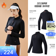 安踏（ANTA）零壓T| 半拉鏈修身長(cháng)袖t恤女士春夏新款抗菌跑步訓練內搭運動(dòng)上衣 【超模T-CHN系列】基礎黑 S (女160)