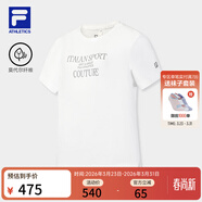 斐樂(lè )（FILA）孫千同款|官方女裝針織短袖衫2026夏新款健身運動(dòng)撞色字母寬松T恤 玉石白-WT L 170/88A/L