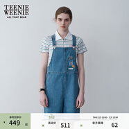 Teenie Weenie小熊夏裝學(xué)院風(fēng)休閑背帶褲復古韓版牛仔褲短褲女 淺藍色 S (160)