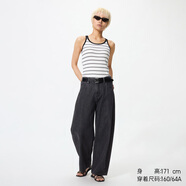 優(yōu)衣庫常規款女裝男裝寬松廓形牛仔褲/彎刀鐮刀褲子479000 482280 482280/08深灰色 23 /150/58A