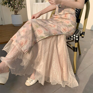 啄木鳥(niǎo)（TUCANO）2026春夏時(shí)尚百搭旗袍內搭波浪花邊半身裙歐根紗半身裙大擺裙子 白色 S