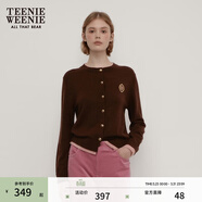 Teenie Weenie小熊秋季綿羊毛軟糯毛針織開(kāi)衫簡(jiǎn)約通勤毛衣外套女裝 棕色 XS (155)
