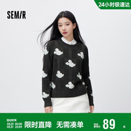 森馬（Semir）迪士尼紅色毛衣女可愛(ài)米奇提花騏驥紅寬松圓領(lǐng)套頭衫101125107004