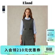 ELAND【零染】衣戀連衣裙女學(xué)院風(fēng)假兩件襯衫背心腰帶長(cháng)裙新 灰色(15)Grey S