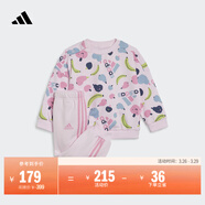 adidas女?huà)胪蓍e寬松印花長(cháng)袖套裝秋季阿迪達斯官方輕運動(dòng)   清澈粉/祈福粉   104