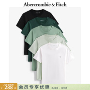 Abercrombie & Fitch經(jīng)典小麋鹿圖案5件組合裝美式短袖T恤夏男裝女裝124-4176 深綠，淺綠色，綠色，黑色，白色 XL (180/116A)