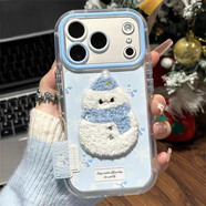 啟粵冬日雪人適用蘋(píng)果17手機殼iphone16pro保護套mate80p80nova1417proreno15x300500防摔 【泡芙殼一藍色小雪人】+【刺繡】+【】 vivoS20