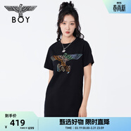 BOY LONDON【炫彩黑裙】BOY LONDON夏女士寬松連衣裙百搭修身顯瘦T恤W17006 黑色 XS