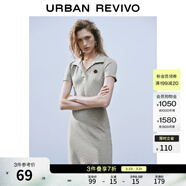 UR夏季新款女學(xué)院風(fēng)立體裝飾Polo領(lǐng)短袖連衣裙UYY750050 花灰 S