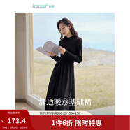 茵曼（INMAN）2025秋冬女裝新款燈芯絨連衣裙新品長(cháng)袖休閑針織禮服中長(cháng)裙子 午夜黑-18348357H1 XL