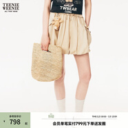 Teenie Weenie小熊女裝半身裙26夏季新款俏皮少女荷葉邊大口袋短裙 卡其色 XS