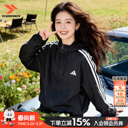 阿迪達斯（adidas）夾克女裝 26春新款時(shí)尚運動(dòng)服跑步鍛煉梭織快干透氣休閑連帽外套 經(jīng)典黑【內里網(wǎng)襯】【熱銷(xiāo)款】 S 【160建議體重95-110斤】