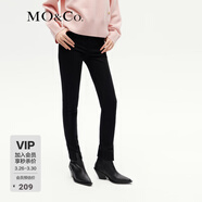 MO&Co.牛仔褲搖滾黑牛高腰解構側縫前移開(kāi)叉錯落小腳褲摩安珂 牛仔黑色 XS 25