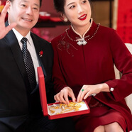 先行鳥(niǎo)時(shí)尚旗袍禮服媽媽婚宴中式新款婆婆兩件套年輕氣質(zhì)秋冬秋冬季 酒紅外套 單件 M 90-100斤