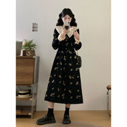 歌弗婭（GEFUYA）復古碎花連衣裙女春秋大碼顯瘦蕾絲娃娃領(lǐng)長(cháng)裙 2XL 【建議140-160斤】 均碼 碎花連衣裙微胖女生/今年流行漂亮/獨特超好看秋