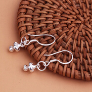 末言雨（MOYANYU）99足銀女耳環(huán)通體素銀適合臉大耳墜蓮花耳扣足銀耳飾耳圈 耳鉤蘑菇