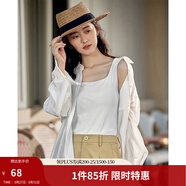 茵曼（INMAN）多色無(wú)袖顯瘦吊帶背心T恤2026夏季簡(jiǎn)約休閑百搭圓領(lǐng)上衣 月牙白 L