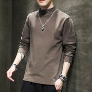 nasawassup男士長(cháng)袖半高領(lǐng)T恤白色休閑打底衫極簡(jiǎn)風(fēng)百搭保暖德絨上衣 棕色【德絨發(fā)熱】A3-07-4W2162 3XL 建議160-180斤