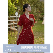 獨束大碼女裝法式小翻領(lǐng)連衣裙女夏季新款遮肉顯瘦雪紡裙子 紅色(dy) XL （尺碼：3）