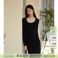 西町村屋（SETIROM）針織連衣裙女秋冬2023新款高級感氣質(zhì)修身長(cháng)裙AD8502019 黑色  F