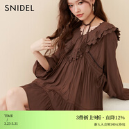 SNIDEL春夏刺繡花邊荷葉領(lǐng)喇叭袖襯衫連衣裙SWFB251065 棕色 均碼 (F)