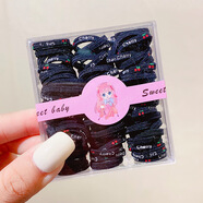 夢(mèng)君宸兒童彩色橡皮筋發(fā)圈扎頭繩發(fā)繩小女孩膠圈皮筋扎頭繩綁頭發(fā)飾品 黑色字母櫻桃（90根）