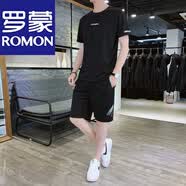 羅蒙（ROMON）運(yùn)動套裝男新款休閑夏季速干短袖五分短褲2026夏裝健身跑步運(yùn)動服 CY167黑色 L
