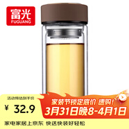 富光 男女士雙層玻璃杯 高硼硅玻璃304茶隔水杯子 帶茶隔泡茶杯500ml