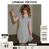 UR夏季新款女裝休閑簡(jiǎn)約紐扣木耳邊短袖連衣裙UWB750003 淺灰 XS