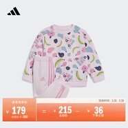 adidas女?huà)胪蓍e寬松印花長(cháng)袖套裝秋季阿迪達斯官方輕運動(dòng)   清澈粉/祈福粉   73 (74)