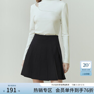 范思藍恩23FS11193 學(xué)院風(fēng)減齡百褶短裙女春秋季高腰a字半身裙子 黑色 M