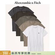 Abercrombie & Fitch經(jīng)典小麋鹿圖案5件組合裝美式短袖T恤夏男裝女裝124-4176 中性色組合裝 XL (180/116A)