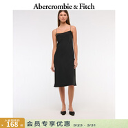 Abercrombie & Fitch女裝25夏季美式復古性感修身U領(lǐng)經(jīng)典吊帶連衣裙159-5891 黑色 S 165/92A 標準版