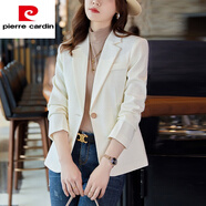 皮爾卡丹（pierre cardin）格子小西裝女短款時(shí)尚休閑長(cháng)袖女士職業(yè)西裝開(kāi)衫外套新款氣質(zhì)上衣 白色西裝(今年流行風(fēng)衣小香風(fēng)外 L [106-115斤]
