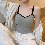 BRCZRO吊帶背心女學(xué)生長(cháng)款抹胸無(wú)鋼圈防走光裹胸美背外穿修身百搭內衣女 花灰 均碼 (80-120斤)