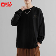南極人（Nanjiren）創(chuàng)意文字設(shè)計(jì)感潮流大碼寬松休閑收口袖口長(zhǎng)袖T恤男