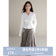 獨束大碼女裝摩登精致優(yōu)雅V領(lǐng)針織開(kāi)衫女微胖mm冬新款簡(jiǎn)約溫柔毛衫 雪花白 4XL