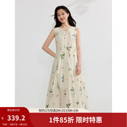 茵曼植物碎花女裝無(wú)袖連衣裙浪漫度假風(fēng)寬松2026夏季新品花苞長(cháng)裙子 杏色-18528030 S