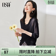 歐莎（OSA）【披肩空調衫】薄款冰絲針織開(kāi)衫外套女七分袖25年新款夏季上衣 黑色A S