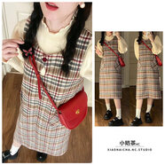 歌弗婭（GEFUYA）復古學(xué)院風(fēng)毛呢背心裙女秋冬寬松長(cháng)款 XL 均碼 內搭