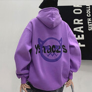 尡韻小惡魔長(cháng)袖衛衣秋季學(xué)生休閑寬松大碼長(cháng)袖情侶潮流長(cháng)袖衛衣男 L-紫色02 5XL