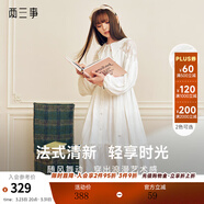 兩三事夢(mèng)囈者 2025春季新款甜美繡花鏤空肩蝴蝶結白色連衣裙 白色 S