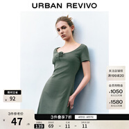 UR夏季新款女裝時(shí)尚褶皺收腰系帶短款連衣裙UYY750065 深灰 XL