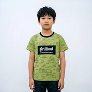 可愛(ài)風(fēng)綠色字母印花短袖T恤男童圓領(lǐng)純棉透氣棉t 綠色 120