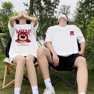 love legend情侶裝短袖T恤春夏季男女同款純棉寬松學生百搭衣服套裝班服定制 男白+女白【草莓熊】 2XL 男+L 女